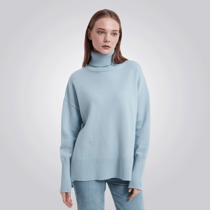 CAMISETA CORDILHEIRA GOLA ALTA FEMININA AZUL