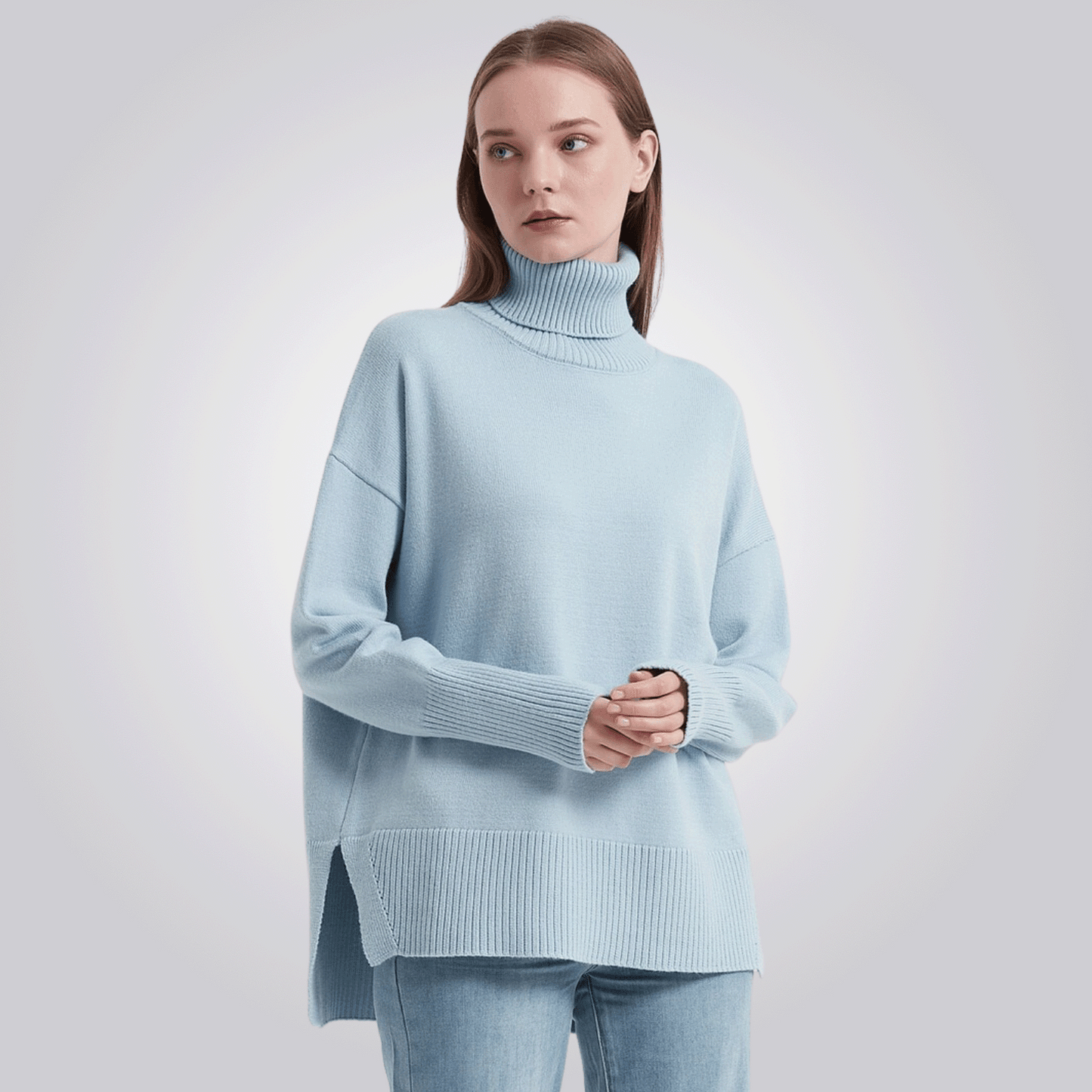 CAMISETA CORDILHEIRA GOLA ALTA FEMININA AZUL