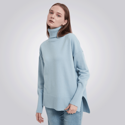 CAMISETA CORDILHEIRA GOLA ALTA FEMININA AZUL