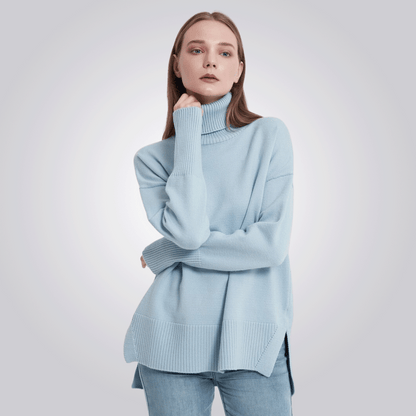 CAMISETA CORDILHEIRA GOLA ALTA FEMININA AZUL